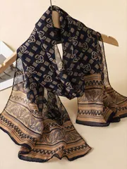 アクセサリー レディース スカーフ 1枚 レトロ フローラルプリント レディースライトウェイト スカーフ、ファッショナブルでエレガント、デイリー使いに適しています