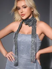 アクセサリー レディース スカーフ 1個 女性用 キュート 豪華なスパンコール3Dフラワー/フローラルプリントスカーフ、カジュアル、パーティー、ナイトクラブに最適