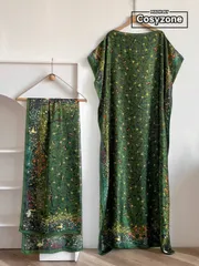 アクセサリー レディース スカーフ 1個 女性用 フェイクシルク 鳥柄ローブセット ヘッドスカーフ付き、夏のビーチ日よけカバーアップポンチョ サテンスカーフ付きドレス用