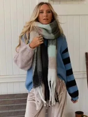 アクセサリー レディース スカーフ 1枚 レディース カラフルチェック柄スカーフ、ネックウォーマー、日常着、仕事、秋冬のドレスにも適しています