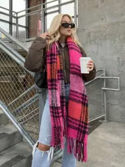 アクセサリー レディース スカーフ 1枚 レディース カラフルチェック柄スカーフ、ネックウォーマー、日常着、仕事、ショッピング、秋冬に適しています