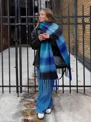 アクセサリー レディース スカーフ 1枚 レディース カラフルチェック柄スカーフ、ネックウォーマー、日常着、仕事、秋冬のドレスにも適しています