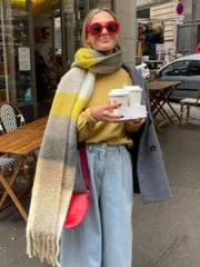 アクセサリー レディース スカーフ 1枚 レディース クリスマス レインボー チェック柄 スカーフ、秋冬 カレッジスタイル あたたかいスカーフ、デイリーライフ、仕事、ショッピング、ドレスの防寒と保温に適しています