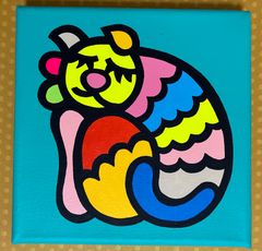 フラワーライオン」｜絵画 原画 抽象画 絵 動物画 ドローイング ポップ