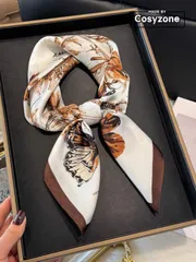 アクセサリー レディース スカーフ 1枚 エレガントな花柄 70cm シルクライク スクエアスカーフ、レディースファッション 多用途ヘアバンド、ウエストベルト、装飾スカーフ、デイリーウェアに適しています