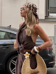 アクセサリー レディース スカーフ 70cm レオパード柄 レディース バンダナ、シルク スクエアスカーフ、装飾用ネッカチーフ、カジュアル ヘアバンド スカーフ デイリー&ストリートウェア用