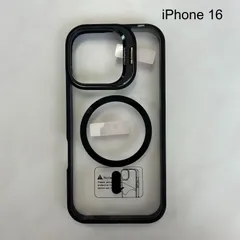 【iPhone 16 対応】 MagSafe対応 iPhoneケース レンズ保護付き スタンド機能 ブラック