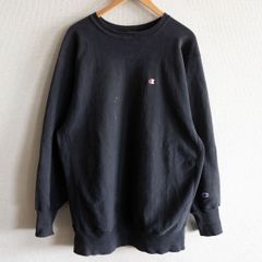 ☆90s☆USA製☆刺繍タグ☆墨黒☆Champion☆リバースウィーブ☆フェード