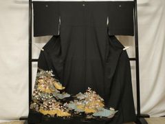 黒留袖【正絹】☆身丈163.8裄67.4 ✭結婚式・着付け,舞台衣装☆中古 