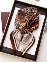 アクセサリー レディース スカーフ 1枚 女性用幾何学プリントバンダナスカーフ、シルクヘアバンド、ネックスカーフ、ドレスの日常使いに適しています