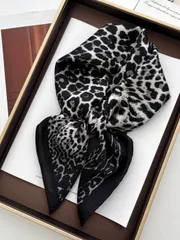アクセサリー レディース スカーフ 1枚 高級ブランド レオパード柄スカーフ、レディース フェイクシルク ネッカチーフ、カジュアル 多用途 装飾用小さめスカーフ
