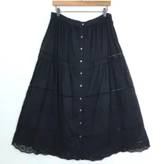 【新品タグ付】GAP ギャップ★カットワークレース♪フレアスカート サイズM 黒系 綿100 無地 薄手 z19849