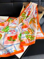 アクセサリー レディース スカーフ 1枚 レディース エレガントなレトロファッション レモンツリー柄 軽量サテン調 正方形 フェイクシルクスカーフ、ボヘミアンヴィンテージカジュアルネックスカーフ、ショール、軽量で快