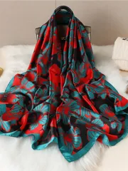 アクセサリー レディース スカーフ 1枚 花柄スカーフ、エレガントな屋外日よけロマンチックスタイル、アウトドア旅行に適しています。ヘアバンド、ヘアタイ、ヘアフープとしても使用できます。自己装飾に最適です。