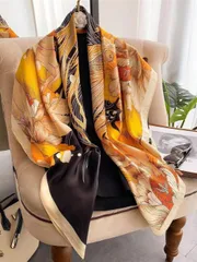 アクセサリー レディース スカーフ 1枚 女性用バンダナ サテン滑らかな質感 カシューナッツ柄 大判スカーフ、ドレスにも休暇にも日常的にも使えます