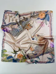 アクセサリー レディース スカーフ 1枚 レディース レオパード & フローラル柄 エレガントサテンスカーフ、ネッカチーフ、ヘッドスカーフ、ドレスのアクセサリー