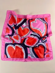 アクセサリー レディース スカーフ 1個 レディース ハート柄 エレガントサテンスカーフ、ネッカチーフ、ヘッドスカーフ