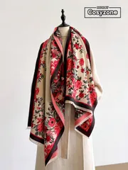 アクセサリー レディース スカーフ 1枚 エレガントな花柄&植物柄ジャカード フォーカシミア ウォームマフラー/ラップ、女性用、秋冬に適し、デイリーコーディネートとドレスの装飾に最適