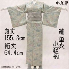 新古品！単衣＊紬＊ぶどう柄＊粋＊居敷当て＆肩当て付き＊着物