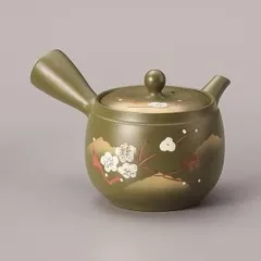 富仙緑泥富ツボ白梅急須 460cc Y-822