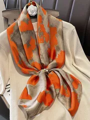 アクセサリー レディース スカーフ 1枚 レオパード柄サテン調生地 可愛い 35