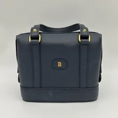 BALLY （バリー） 本革 シュリンクレザー ミニショルダーバッグ 紺  【中古】