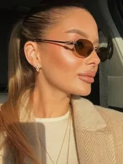 アクセサリー レディース アイアクセサリー 1個 レディース ダークグレー オーバル フレームレス メタルレッグ エッジ付き小型フレーム ファッショナブルメガネ、夏のビーチバケーション、アウトドア、旅行などの日常的