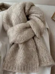 アクセサリー レディース スカーフ 女性用ニットスカーフ、柔らかく厚手のニット暖かいスカーフ、ニットネックウォーマー、学生に適しています、冬用