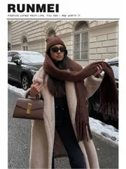 アクセサリー レディース スカーフ 1個 厚手 無地フリース モヘア タッセル付きマフラー、おしゃれな秋冬用ぬくぬくカップルショール、柔らかく快適なブランケットスカーフ、デイリー使いに適しています