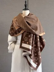 アクセサリー レディース スカーフ 1枚 エレガントなクローバージャカード柄フォーカシミア調ウォームマフラー レディース、エアコンの効いた部屋でも使えるファッショナブルで多用途なネックウォーマーショール、秋冬のドレ