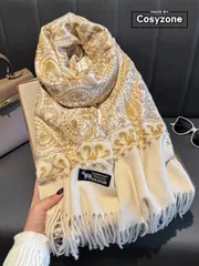 アクセサリー レディース スカーフ 1枚 ペイズリー フローラル 刺繍 ソフトスカーフ、暖かい厚手のボヘミアンスタイル タッセル付きショール、女性/母親への贈り物に最適、秋冬