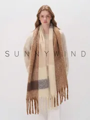 アクセサリー レディース スカーフ 1枚 厚手で暖かい エレガントなチェック柄スカーフ、秋冬のドレスに適しています