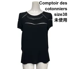 ◇ 未使用 コントワーデコトニエ Comptoir des cotonniers 半袖カットソー Tシャツ 半袖 アイレット 黒 38 M 9号 レディース S6D661のサムネイル