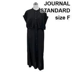 □ ジャーナルスタンダード JOURNAL STANDARD ワンピース ロング 半袖 前開き バンドカラー 黒 表記無し M 9号 レディース S6D662