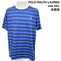 □ 未使用 ポロラルフローレン POLO RALPH LAUREN Tシャツ カスタム スリム フィット ボーダー柄 ネイビー コットン  XXL メンズ S6D672