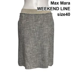 ◇ マックスマーラウィークエンドライン Max Mara ツイードスカート 膝丈 セミタイト フリンジ加工 綿混 麻混 40 M 9号 レディース S6D676のサムネイル