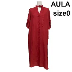 ◇ アウラ AULA シャツワンピース ロングワンピース 半袖 リングチョーカー ライトアウター ダークレッド 0 XL 13号 レディース S6D681のサムネイル