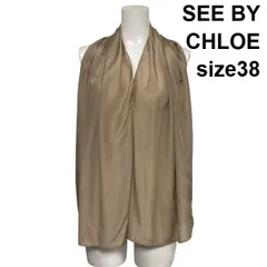 ◇ シーバイクロエ SEE BY CHLOE ノースリーブチュニック ロングブラウス Vネック ギャザー モカベージュ 絹 38 M 9号 レディース S6D653のサムネイル