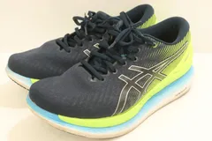 【中古】 asics メンズスニーカー 26 GlideRide 2 スニーカー asics 26 紺 ネイビー 黄 イエロー ロゴ