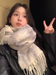 アクセサリー レディース スカーフ 1枚 レッドチェック柄 レディースストール、暖かいショール ラップ、学生スタイル、フリンジ付きネックウォーマー、2025年新作、ドレス用ウィンター