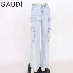 ガウディ GAUDI レディース ジーンズ ハイブリーチカーゴワイドレッグデニム ブルー系（サイズ/25）sa1053のサムネイル