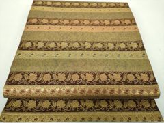 平和屋着物◎西陣　服部織物謹製　六通柄袋帯　こはく錦　手工芸　更紗花文　銀糸　正絹　逸品　AABI0863yx 平和屋着物◎西陣 服部織物謹製 六通柄袋帯 こはく錦 手工芸 更紗花文