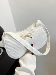 バッグ レディース ショルダーバッグ カラーソリッド ラグジュアリー 軽量 リボン装飾 ジップショルダーバッグ