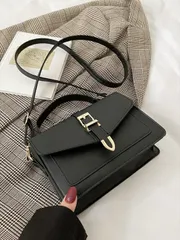 バッグ レディース ショルダーバッグ バックルデコレーション フラップ スクエアバッグ