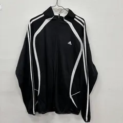 Y339 adidas L ブラック トラックジャケット ジャージ 00's フロントフルジップ スタンドカラー 両サイドポケット 古着卸 アメリカ仕入