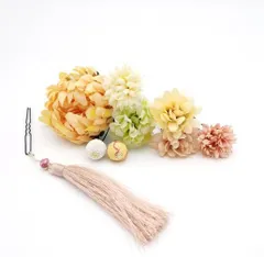 ＜在庫処分＞和風髪飾り 黄色セット かんざし ヘアアクセサリー 成人式 七五三 浴衣 bu1