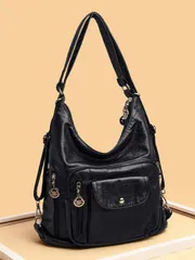 バッグ レディース ショルダーバッグ ファッショナブル 単色 ヴィンテージ ショルダーバッグ ショッピング バケーション マルチポケット エレガントでショルダーバッグやバックパックとして使用できます