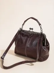 バッグ レディース ショルダーバッグ 大容量 レディース ソフトレザー キスロック ショルダー クロスボディ バッグ スペイン風 カジュアル 多機能 パーティーバッグ プレゼントパラグラフ 取り外し可能なショルダー