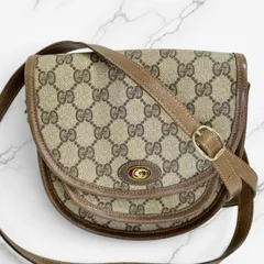 希少 GUCCI グッチ オールドグッチ GGスプリーム GG柄 アクセサリーコレクション ヴィンテージ フラップ ショルダーバッグ ミニバッグ ポシェット 斜め掛け クロスボディ レザー PVC ベージュ系 ブラウン系