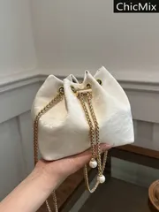 バッグ レディース ショルダーバッグ ファッション カラーブロックチェーンストラップミニバケツクロスボディバッグ